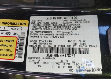 2014 Ford Fusion Se из США, поврежденный, VIN 3FA6P0H73ER178232